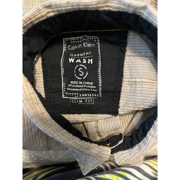 CALVIN KLEIN GARMENT LONG SLEEVE BUTTON SHIRT, MENS, S (SLIM FIT), NECK 16, GREY - Picture 8 of 10